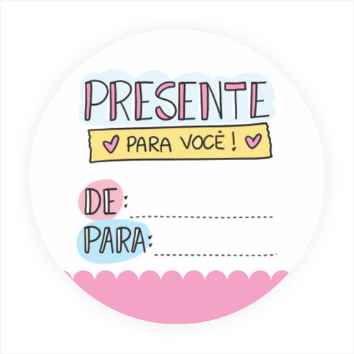 100 Etiquetas Adesiva 4x4cm De Para Presente Vários Modelos Desenho Impresso Erp432