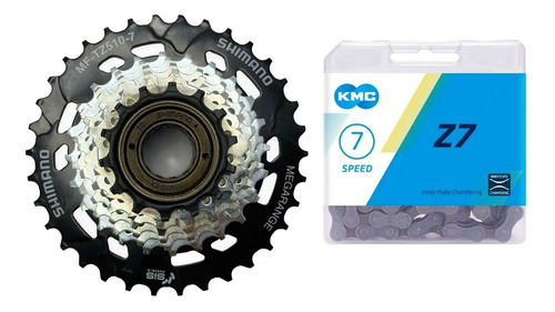 Catraca 7v Shimano Tz510 14/34 Megarange Corrente Kmc Z7 21v