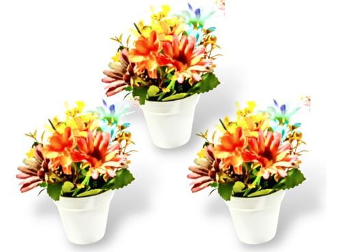 3 X Enfeites Decorativos Flores Do Campo Mini Vasinhos Vasos