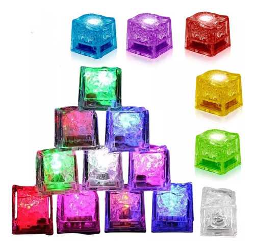 12 Cubos Hielo Led Luminosos Multicolor Fiesta Club Barbebid