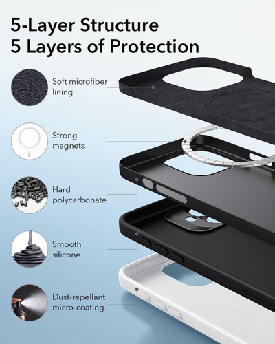 Funda De Teléfono Esr Para iPhone 16 Plus Con Silicona Negra Magsafe