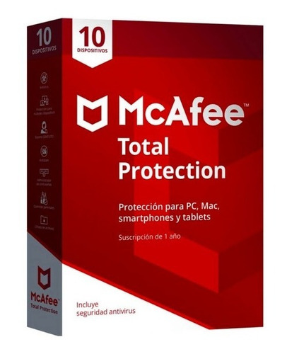 Mcafee Total Protection Para 10 Dispositivos 1 Año Licencia 