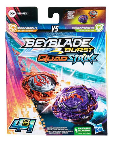 Beyblade Burst Quadstrike Ambush Nyddhog N8 Y Cadena Poseido