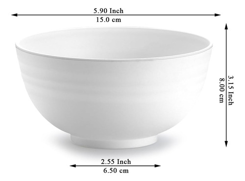Juego De 12 Cuencos Plásticos Blancos De 25 Oz Reutilizables