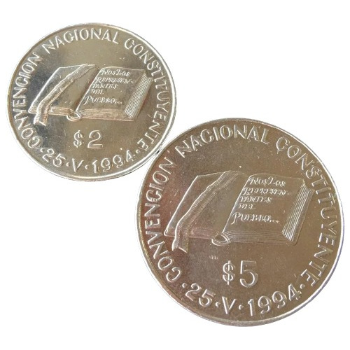 Argentina 2 Y 5 Pesos 1994 Convención Constituyente Excelent