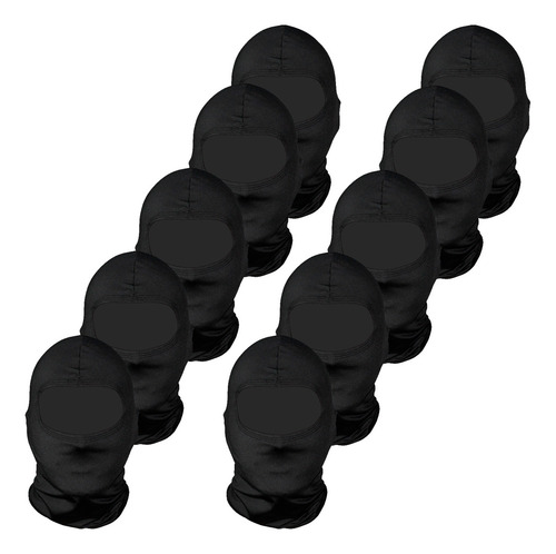 Kit 10 Balaclavas Balaclava Touca Ninja Bandana Uv50+ Cor Preto