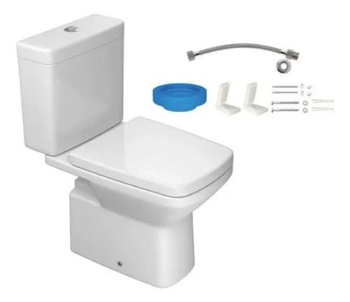 Kit Completo Bacia C/ Cx Acoplada Assento Clean Kit Fixaçao Cor Branco