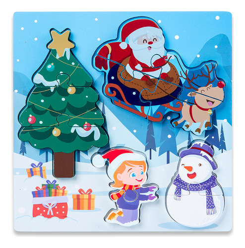 Santa Claus - 3d Wooden Stereoscopic Buckle Puzzle Early