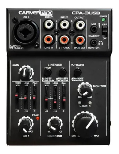 Consola Mixer 3 Canales Usb Carver Pro 3-usb