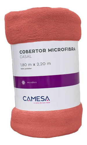 Cobertor Casal Manta Microfibra Antialérgico Coral - Camesa