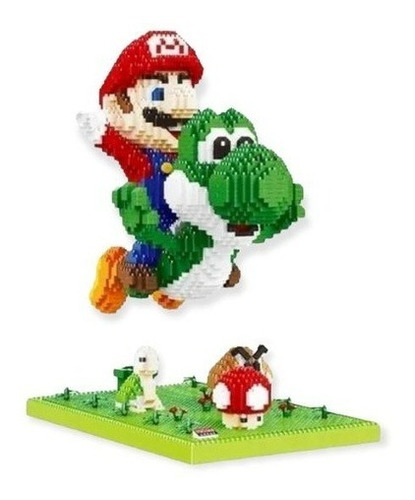 Figura De Bloques- Super Mario- Mario Bros Y Yoshi- 3300 Pcz