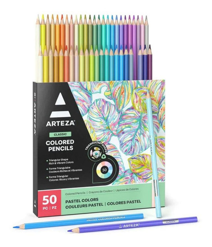 Set 50 Lápices Colores Junior Pasteles Dibujo Arteza Classic