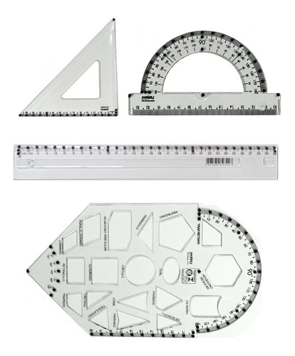 Imagem 1 de 5 de Kit De Desenho Geométrico Adaptado Baixa Visão Braille