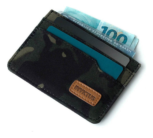 Carteira Spy Tática Militar Slim Clip Invictus Porta Cartão Cor MultiCam black Desenho do tecido Liso