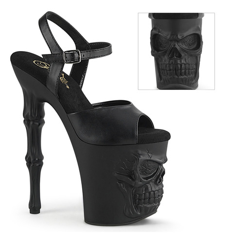 Zapatilla Pleaser Para Pole Dance Negra De Calavera.  