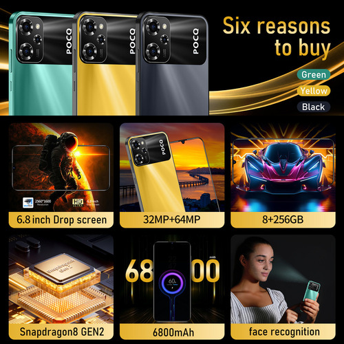 Z X5 Pro Smartphone Dual Sim Phone 256+8 Gb De Ram 6.8 Pulgada