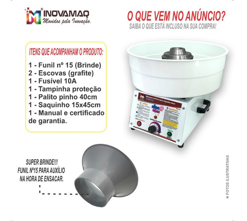 Imagem 9 de 10 de Excelente Máquina P/ Algodão Doce Inovamaq Ad-43