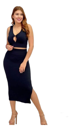 Conjunto Falda Larga 2pz Top Mujer Casual Moda Dama Blusa