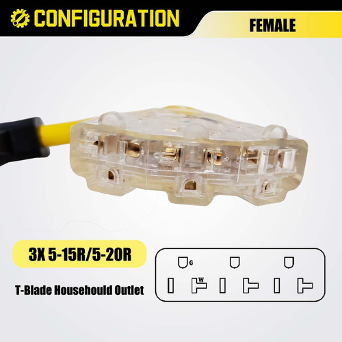 Adaptador Rv 50a A 110v, Nema 14-50p A 3 Tomas Domésticas