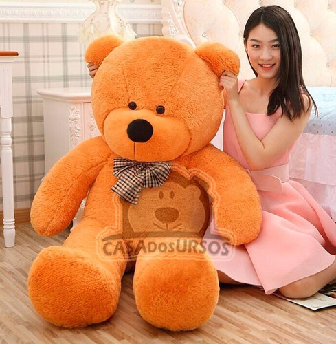 Urso Grande Caramelo Pelucia Teddy 1metro E 40 Cm Gigante