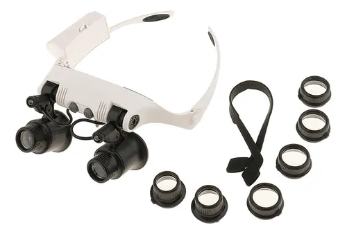 Visera De Cabeza De Doble Ojo Lupa Lentes De Luz Led 8