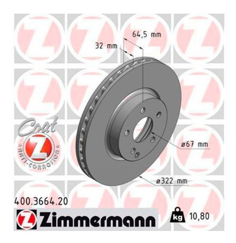 Par Disco De Freio Diant. Mercedes Slc 300 2016-2020 R172