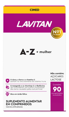 Multivitamínico A-z + Mulher 90 Comprimidos Revestidos Lavitan