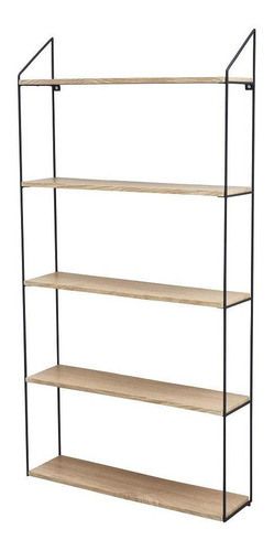 Estante Con 5 Niveles Madera Metal Negro 59x15x116cm