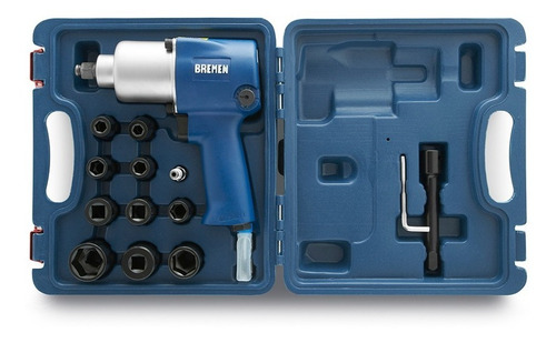 Imagen 1 de 9 de Llave Pistola Impacto Neumatica Bremen 1/2 760nm Kit Industrial Doble Martillo Cod. 7132 Dgm
