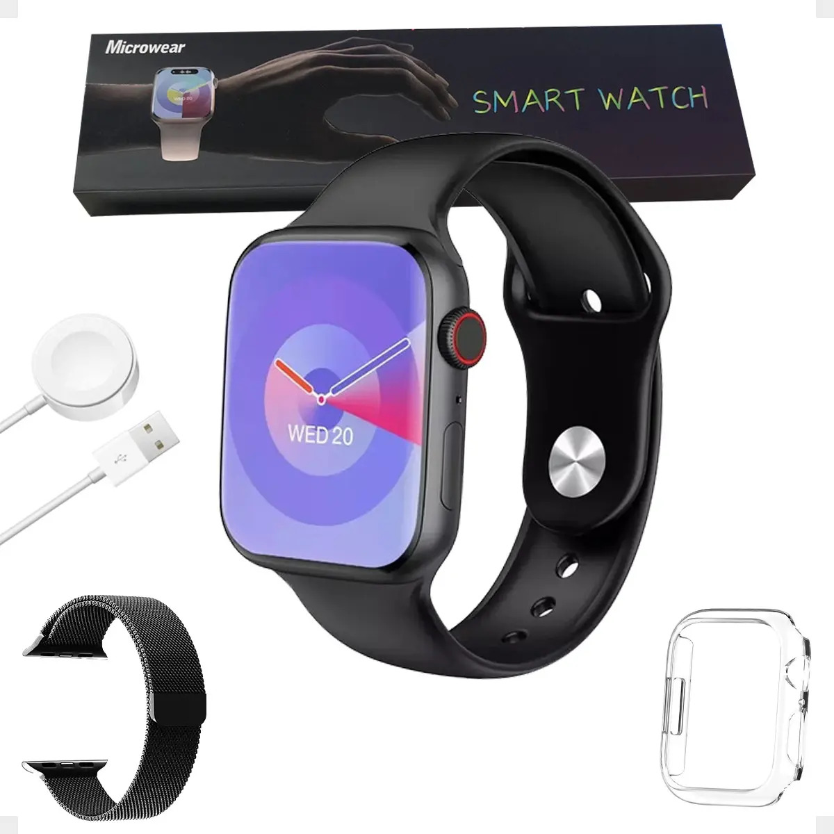 Smartwatch Microwear W29S Series 9 Pro 47mm Preto com Pulseira Esportiva