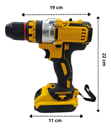 Taladro Atornillador Percutor Inalambrico Recargable Maletin Negro/amarillo 50hz/60hz