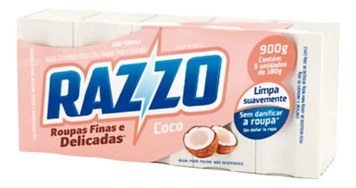 Kit 6 Sabão Barra Coco Pacote 900g 5un Limpeza Suave