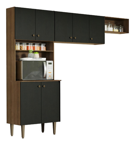 Cocina Integral Completa Modular Madesa Gourmet 235cm Mn Color Marrón/Negro
