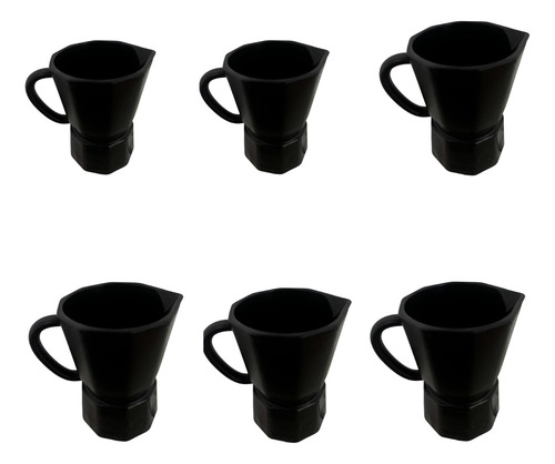 Taza Barista Plastica Clasico Café Leche 225 Cc X 6 Unidades Negro