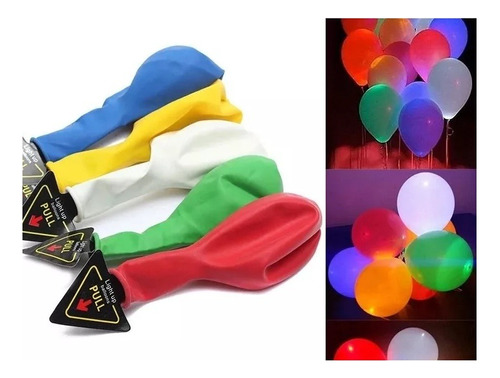 5 Globos Luz Led Brilla Oscuridad Cotillón Fiesta Eventos