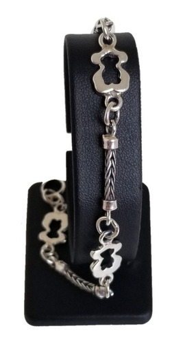 Pulsera Modelo Oso Con Cadena Espiga Quemada En Plata 950