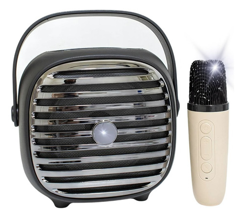 Parlante Vintage Bluetooth Karaoke Con Radio Y Micrófono Led