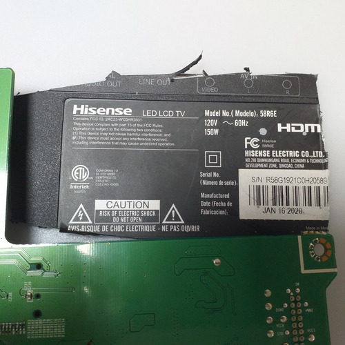 Tarjeta Main Para Pantalla Hisense Modelo 58r6e (Usado)