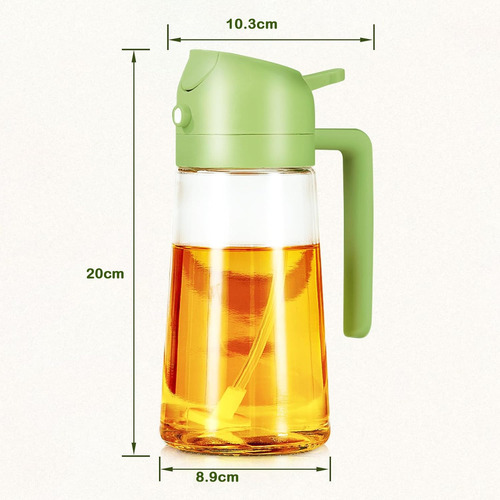 Botella Dispensadora De Aceite De Oliva 470 Ml Verde 2 En 1