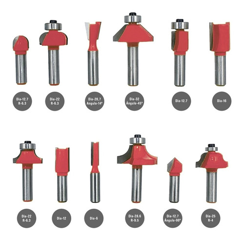 Imagen 4 de 10 de Set 12 Piezas Brocas Fresas Para Fresadoras De Madera.