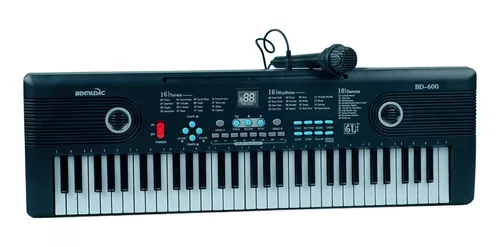 Teclado Piano Musical Iniciante Infantil 37 Teclas Microfone Cor Preto