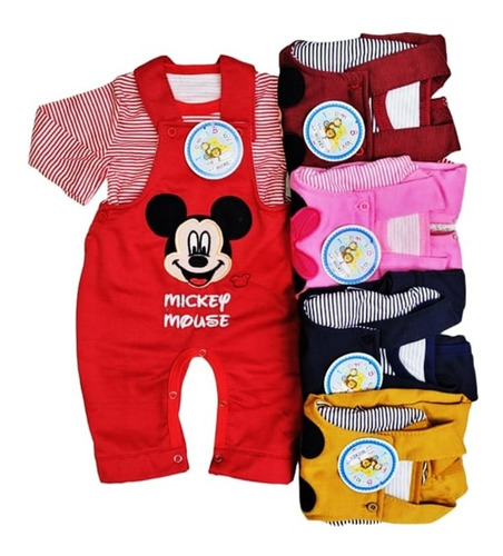 Conjunto Overol 2 Pz Bebe Niño Niña Algodon Mickey Minnie