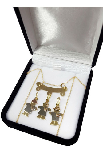 Conjunto Oro 18k Cadena Percha + Dijes Nena Nene Milka Mama