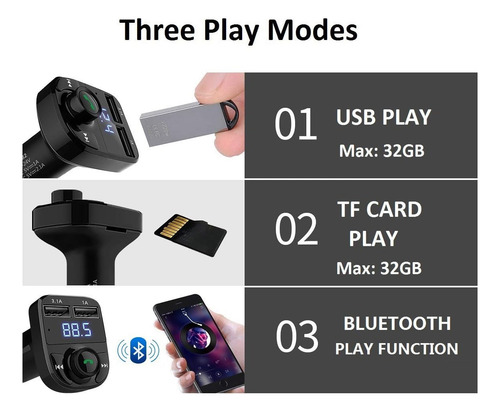 3×adaptador Transmissor Fm Radio Carro Acendedor+suporte Cel