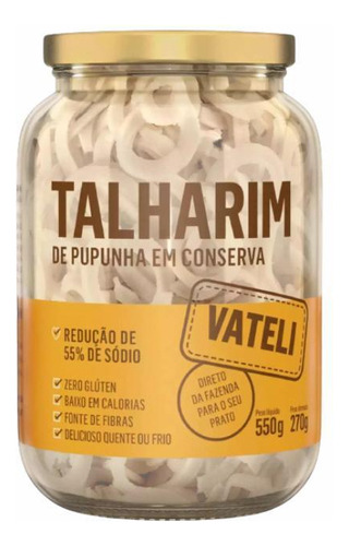 Kit 2 Palmito Pupunha Talharim Sustentável Vateli 270g