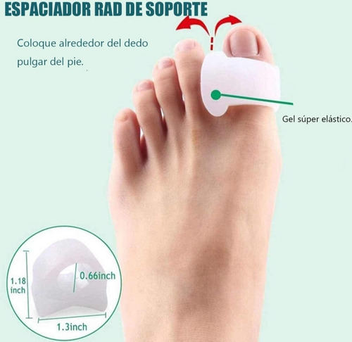 1 Par Corrector Juanetes Hallux Dedos Color Blanco 1 Bucle