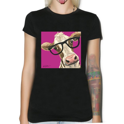 Remera De Mujer Funny Cow Vaca Comica Gracios Colores M20