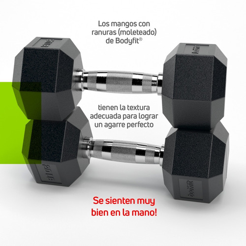 Imagen 5 de 9 de Un Par Mancuernas Pesas Hexagonal Recubierta 20lb 9.07kgs
