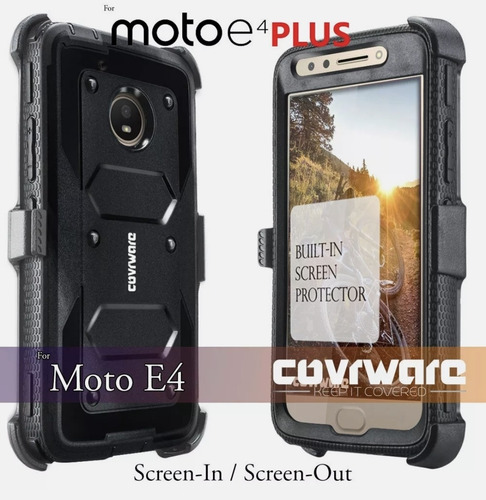 Imagen 4 de 6 de Case Moto E4 Plus Protector Completo C/ Clip Correa C/ Mica