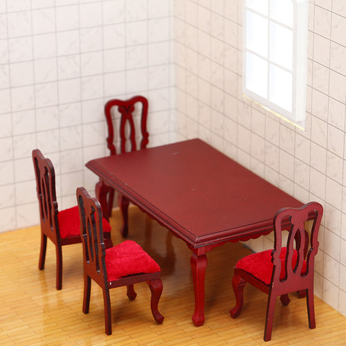 Casa De Muñecas De Madera, Silla De Mesa En Colocar